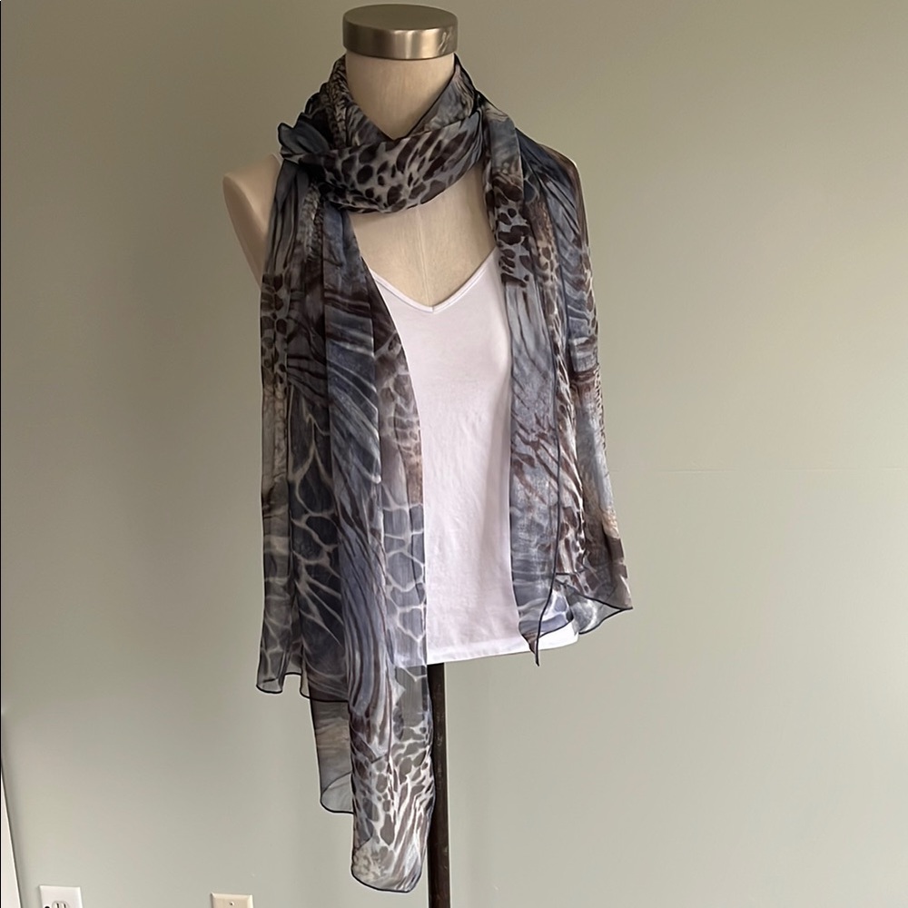 Animal Print Sheer Scarf